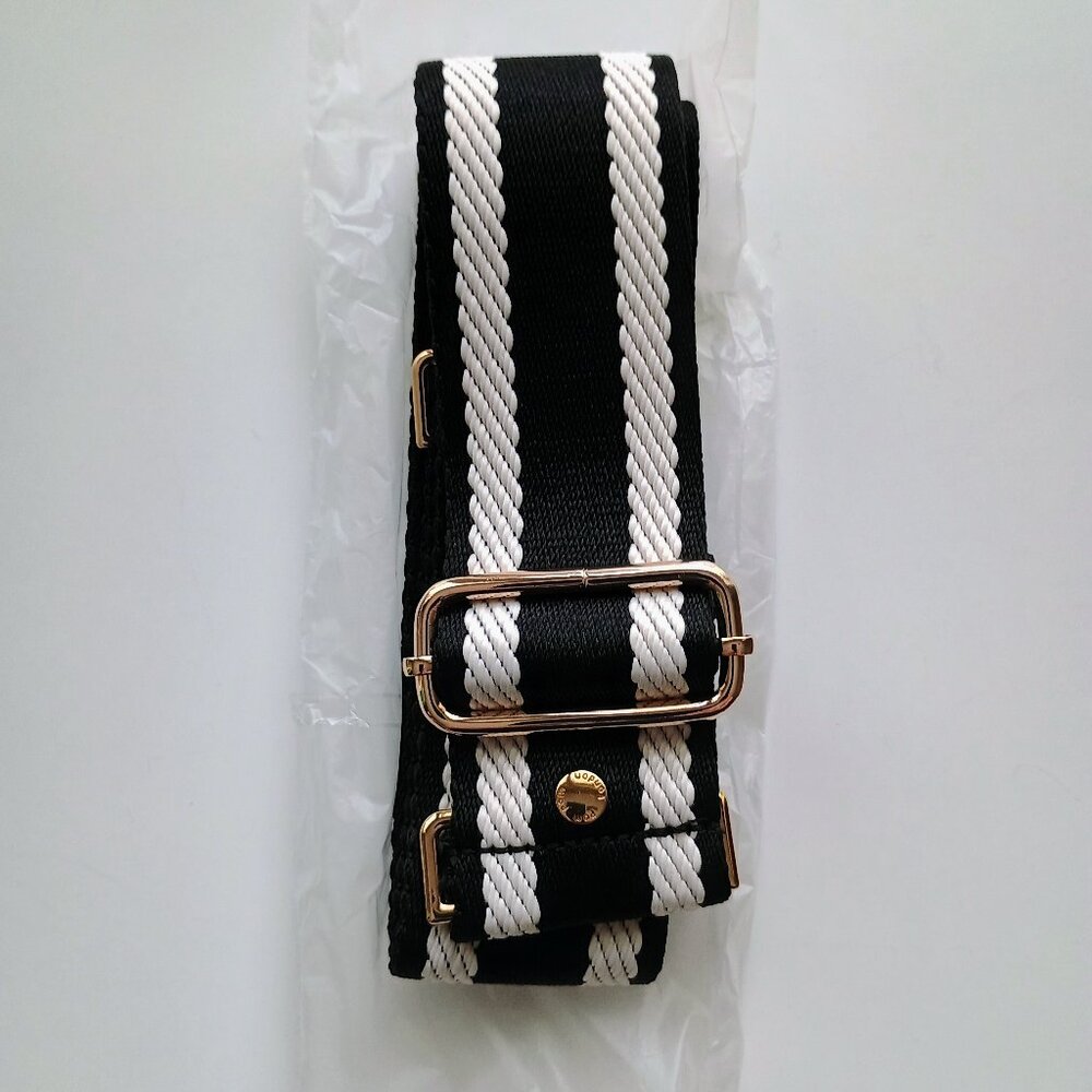 HANDBAG STRAP-BLACK/WHITE STRIPE FABRIC-BRAND NEW-ADJUSTABLE-STURDY THICK FABRIC